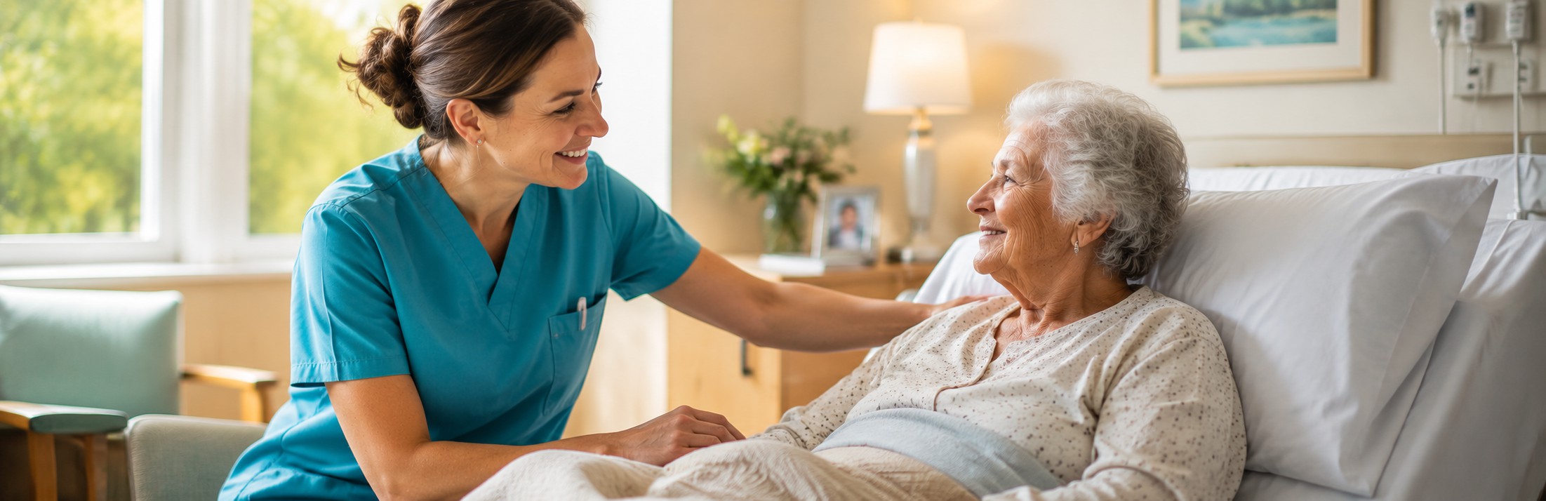 Certified nursing aide caring for a senior