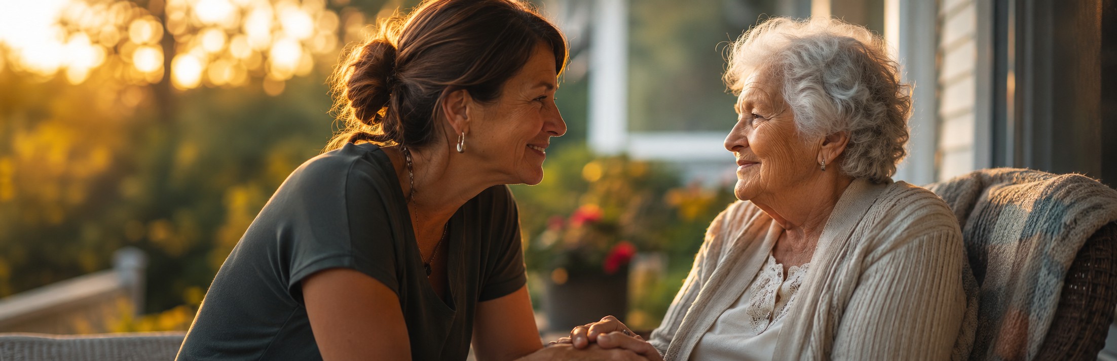 Senior reviewing Medicaid options with a case manager